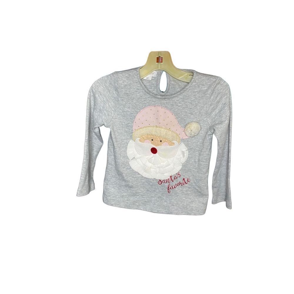 Mud pie girls, Christmas Santas, favorite longsleeve, gray shirt, size 3T